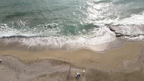 Aerial View Sea Near Coast  Closeup Coastal Seascape