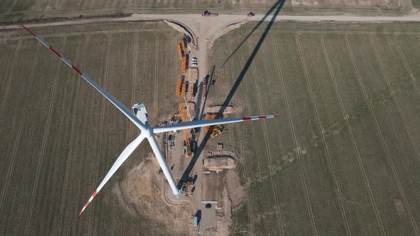 Construction Site Near Windmill Turbine Wind Generator Installing