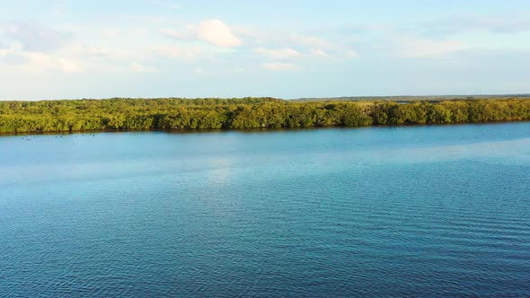 Aerial view of Pumicestone Passage, Queensland, Australia.