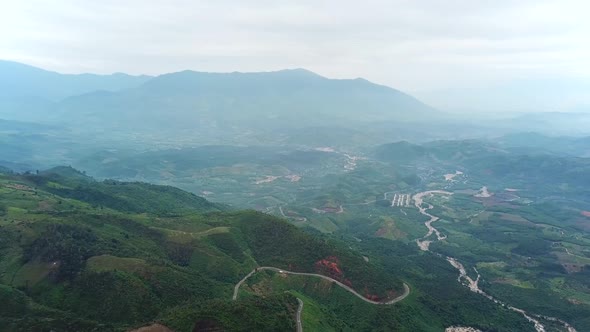 Majestic Foggy Tropical Mountains Landscape,Drone View.