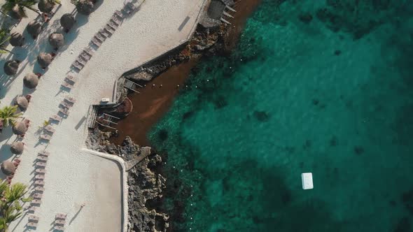 Aerial View of Blue Lagoon Crystal Waters Beach Tropical Islands