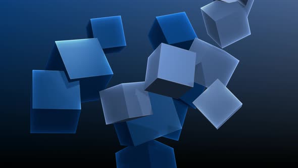 Smooth animation backdrop loop of a blue color rotating cube group