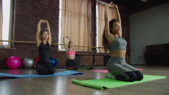 Multiracial Fitness Women Doing Stretch Exercise