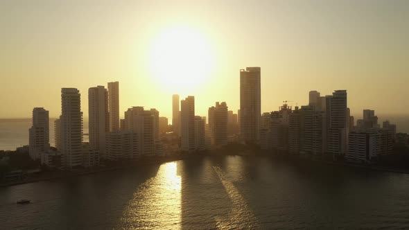 Sunset near Modern Business Buildings