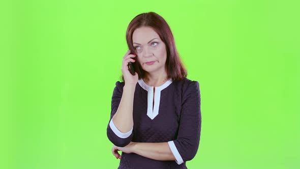 Lady Scolded the Phone with Her Boyfriend. Green Screen