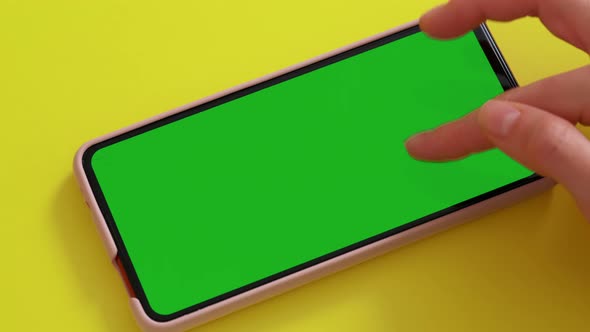 Gestures pack on Green Mock-up Screen Chroma Key phone