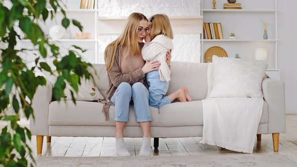 Caring Mother Babysitter Listens to Secrecy Information with Curiosity Hears Secret of Talking