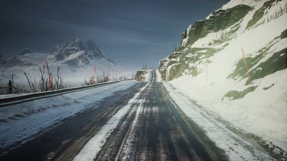 Winter Road on Lofoten Islands