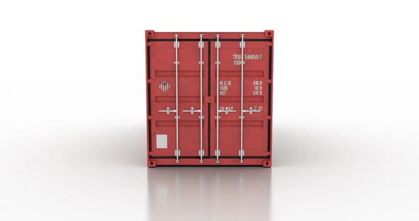 Cargo Shipping Container Doors Opening Against White Background