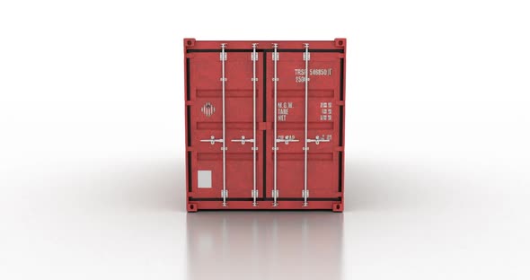 Cargo Shipping Container Doors Opening Against White Background alt