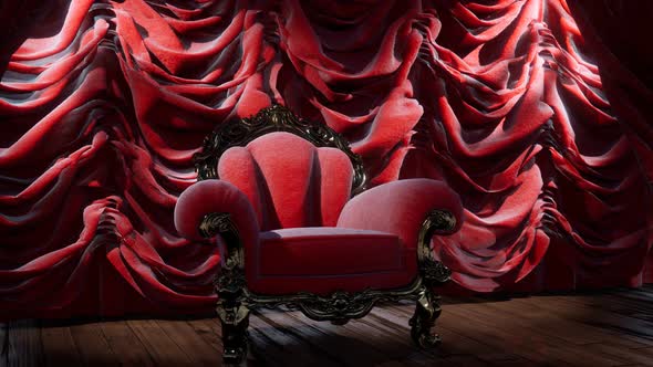 Luxurious Theater Curtain Stage with Chair