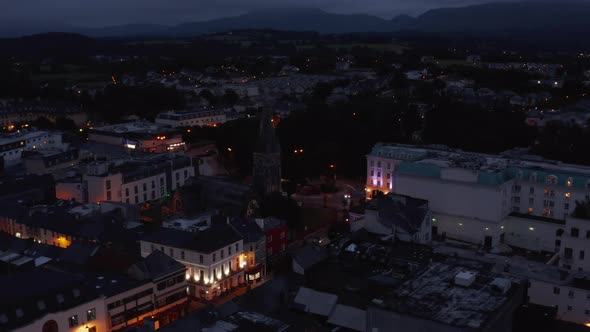 Aerial Shot of Medieval Church in Town Centre