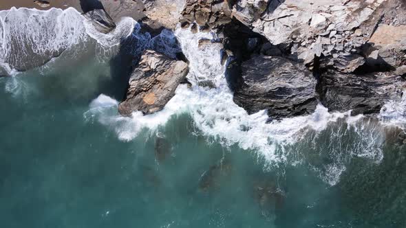 Aerial View Sea Near Coast  Closeup Coastal Seascape