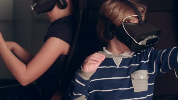 Children Enjoying Virtual Reality Attraction
