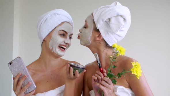 Beautiful Woman Having a Facial Treatment at Spa