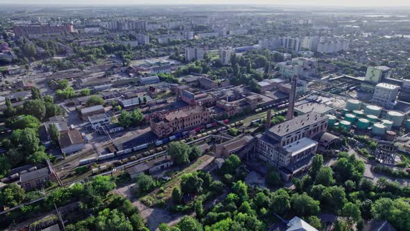 Aerial Panoramic View on of a Industrial Plant Zone