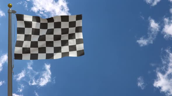 F1 Chequered Checkered Flag On Flagpole