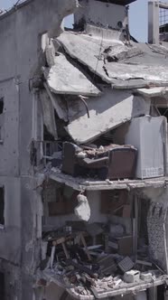 Vertical Video of a House Destroyed By the War in Ukraine