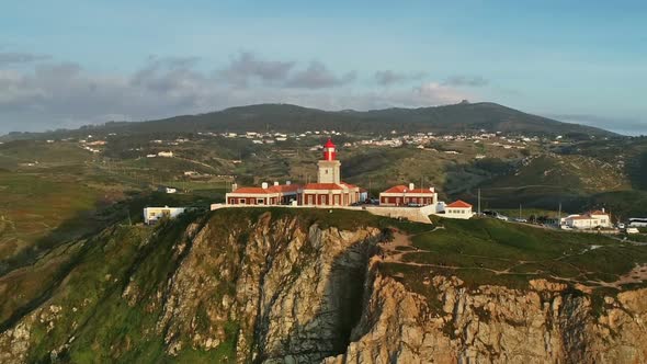 Aerial View of Lighthouse at Cape Roca in Portugal