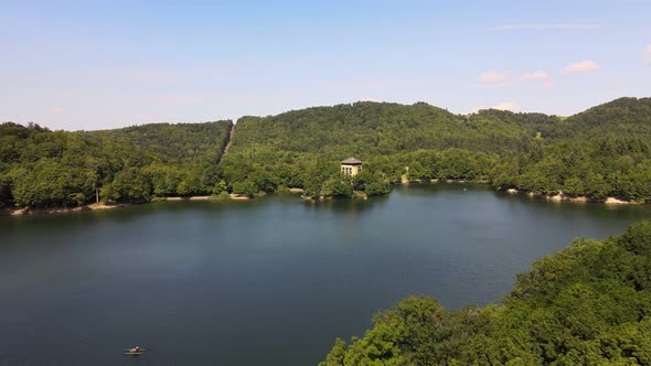 Aerial view of Lake Pocuvadlo in the locality of Banska Stiavnica in Slovakia