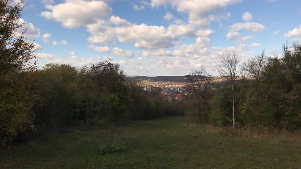 City panorama from the hill 4K 2160p 30fps UltraHD footage - Town of Zajecar by the cloudy day 3840X