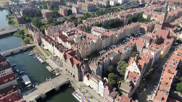 Aerial view of the old town of Gdansk city in Poland, Europe