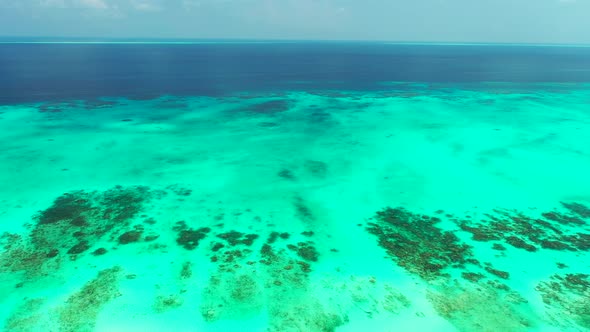Beautiful drone clean view of a white sandy paradise beach and turquoise sea background