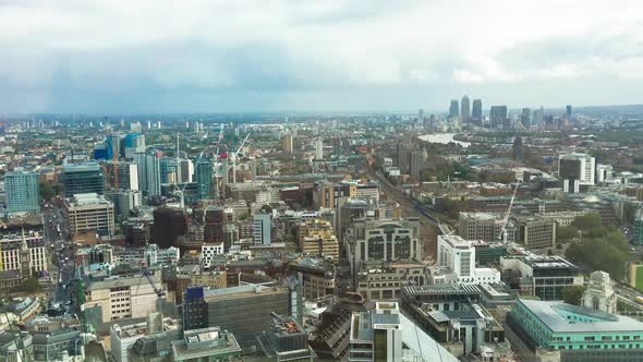 Aerial View of London Skyline on a Cloudy Day UK