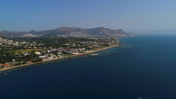 Aerial view over the coast of Bodrum. Turkey