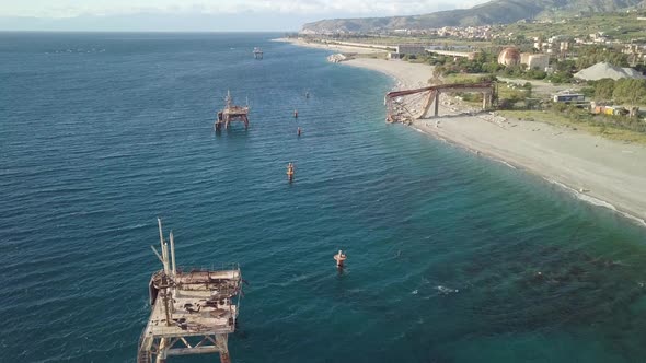 Platform Destroyed in the Sea