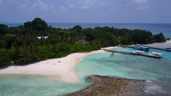 Drone view texture of sea view beach break by blue ocean and sand background