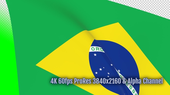 Brazil waving flag transition with alpha channel