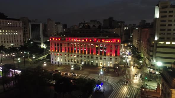 Night downtown Sao Paulo Brazil. Downtown district at night life scenery.