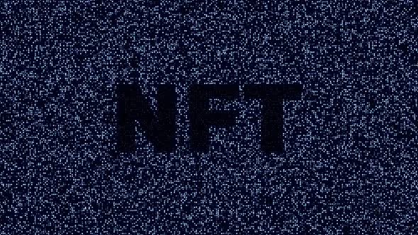 NFT token in artwork. Blockchain technology in digital crypto art