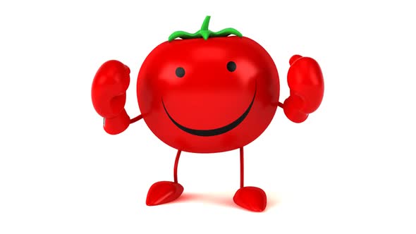 Fun 3D cartoon tomato boxing alt