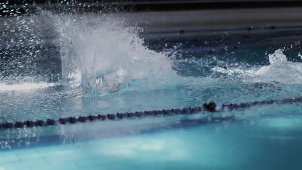 Swimmer training in a swimming pool