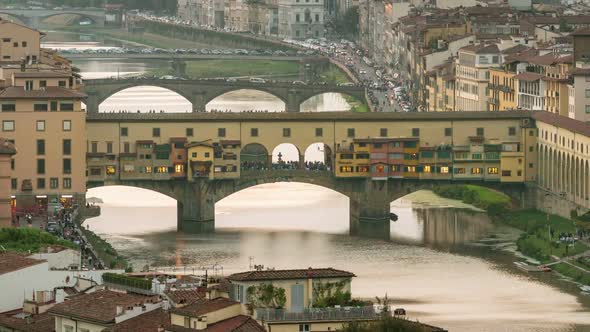 Time Lapse of Florence Ponte Vecchio Bridge, Italy