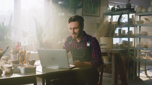 Young Man Has Online Call