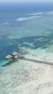 Tanzania  Vertical Video of the Ocean Near the Coast of Zanzibar Slow Motion