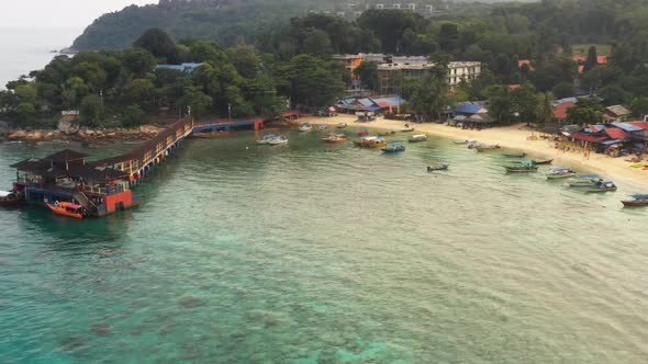 Panning view of a jetty in Perhentian Islands