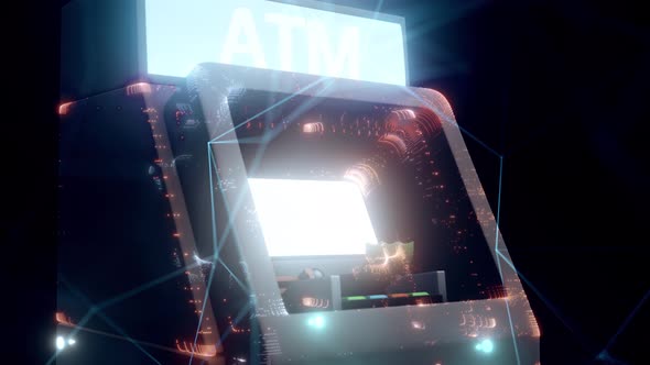 Automated Teller Machine Or Atm Hologram Close Up 4k