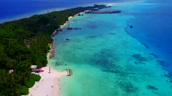 Aerial view travel of tropical bay beach time by ocean with sand background
