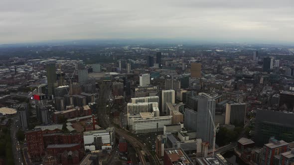 Aerial View of Manchester City in UK