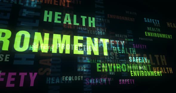 Health safety and environment text loop abstract concept