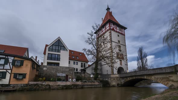 Timelapse of historical town gate of Waiblingen