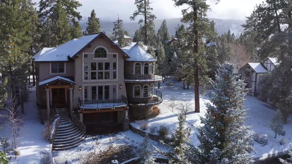 Luxury Winter Holidays Getaway House Amongst Snowy Trees and Grounds, Aerial