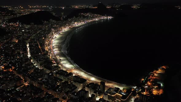 Night scape of Rio de Janeiro Brazil. International travel landmark.