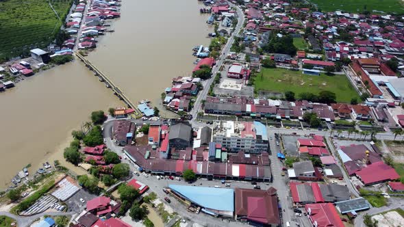 Drone view the pedestrian bridge