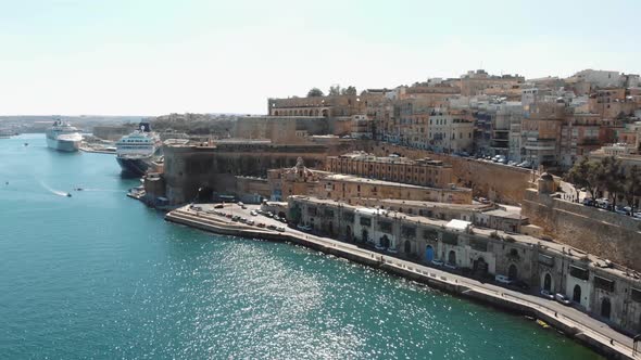 Cruise ships at the Grand Harbour,  Valletta city, Malta