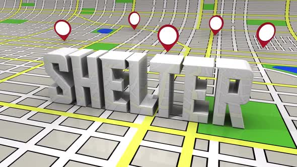 Shelter Safety Security Stay Home Map Pins Word 3d Animation